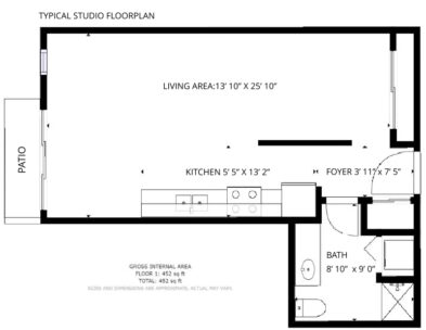 Typical studio floorplan