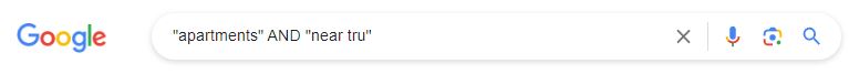 Screenshot of Google search “kamloops apartments” AND “near tru”