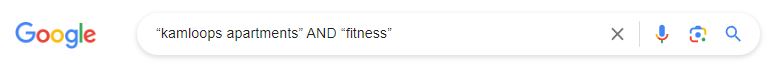 Screenshot of Google search for “kamloops apartments” AND “fitness”
